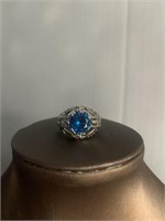 925 Sterling Silver Ring with Aquamarine Stone