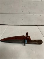 Double Sided knife turquoise & wood handle in