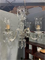 Vintage Crystal Chandelier Etched Glass