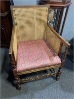 Antique Barley Twist English Chair Wicker Back