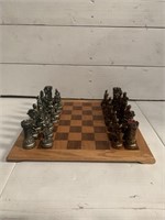 Vintage Medieval Faux Weighted Metal Chess Set