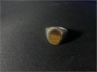Mens Tiger Eye Ring Mexico Silver at least size 14