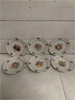 Set of 6 Saks 5th Ave Plates with Fruit Motif