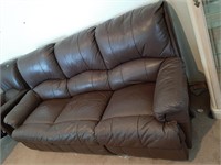 LEATHER DOUBLE RECYCLED FULL SIZE BROWN COUCH