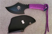 SKULL KNIFE W/ PURPLE HANDLE/ BLACK CASE