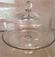 CLEAR GLASS PEDESTALED CAKE DISH W/ COVER