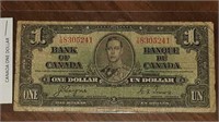 1937 BANK OF CANADA $1.00 NOTE T/N8305241
