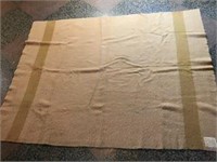 Hudson Bay Wool Blanket - Tan & Brown Stripped