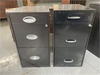 (2) Black Metal Filing Cabinets 14"x17"x27"