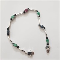 BZ0160 - 97 - Bracelet en argent & saphir/émeraude