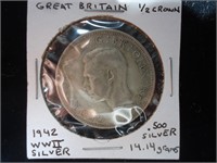 1942 Great Britain 1/2 Crown, .500 Silver