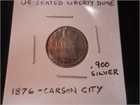1876 Carson City US seated liberty dime