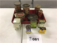 ASSORTMENT OF SPICE CONTAINERS, TINS