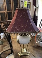 BRASS AND PORCELAIN LAMP