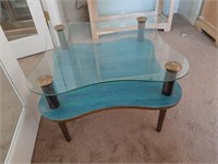 MID CENTURY GLASS TOPPED TABLE