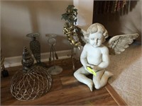 GROUP LOT- ANGELS, CANDLE HOLDERS, MISC