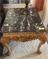 BALL AND CLAW MARBLE TOP END TABLE
