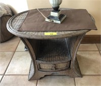 OVAL RATTAN END TABLE