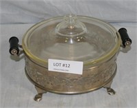 ROUND PYREX BOWL WITH DECORATIVE CADDY