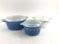 Pyrex Snowflake Blue Three-Piece Casserole Set