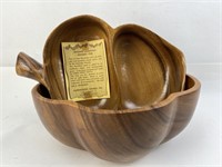 Vintage Genuine Monkey Wood Bowls
