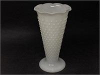 Vintage 9.5" Hobnail Milk Glass Vase