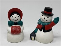 Vintage Signed Tuddy Pottery Snowman Figurines