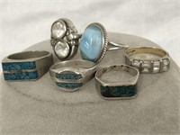 Lot of 6 Sterling Silver Rings