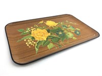 VIntage Lacquered Yellow Rose Tray 18.5" x 12"