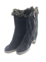Vtg Fur & Suede Ladies Boots