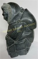 LARGE INUIT SOAPSTONE OF INUIT WITH BACKPACK