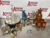 Lot of cut glass, clay cups and more