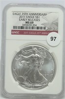 2011 American Silver Eagle MS69, early release