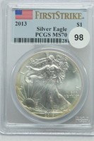 2013 American Silver Eagle MS70, first strike