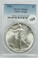 1986 American Silver Eagle MS68