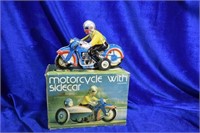 Windup Motorcycle w/ Side Car in Original Box