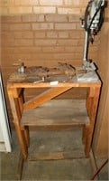 WOOD BENCH W/DRILL STAND AND DRILLS