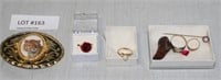 FLAT BOX RINGS & ASSORTED JEWELRY
