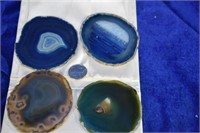 4 Agate Slabs All Approx 3 1/2" x 3" x 1/8"