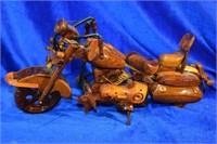 Wooden Motorcycle Decor Piece 14" Long