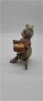 VINTAGE FUZZY WIND UP TOY EASTER BUNNY "THE HAPPY