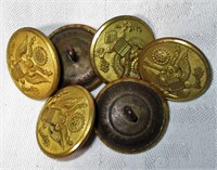 6 Waterbury & City Button Works Military Buttons