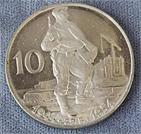 10 Korun of Czech Silver Lion Crest