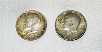 Lot of 2 1964 Kennedy Silver Half Dollars #1