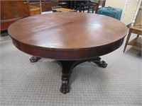 ANTIQUE WALNUT  CLAW FOOT PEDESTAL DINING TABLE