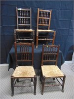 SET OF 4 ANTIQUE RUSH CHAIRS