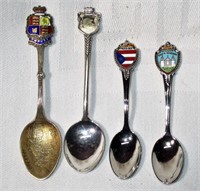 Lot of 4 Sterling & Enamel Souvenir Spoons
