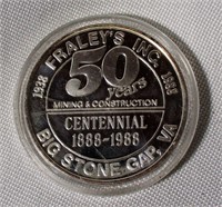 .999 Silver 31.4 grams Big Stone Gap VA Medal