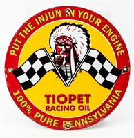 Vintage Tiopet Racing Oil Porcelain Sign