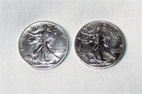 Lot of 2 Walking Liberty Silver Half Dollars #1